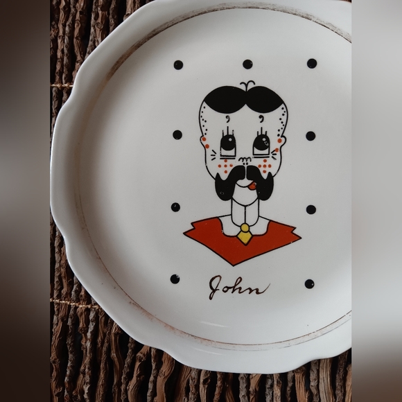 USA Made Kitschy Vintage Sica China "John" salad/luncheon plate c 40s, 50s - Picture 3 of 5